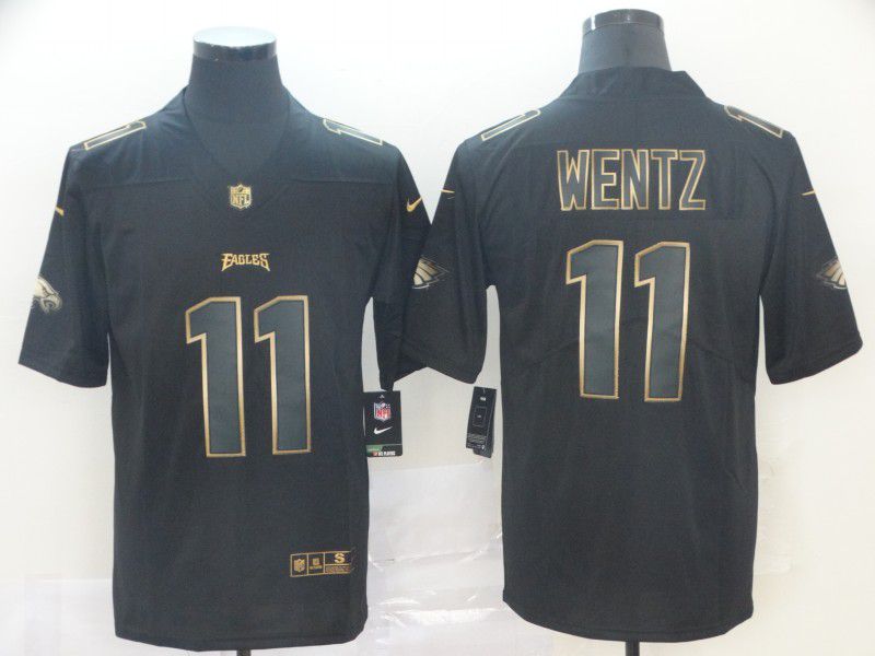 Men Philadelphia Eagles #11 Wentz Nike Vapor Limited Black Golden NFL Jerseys->new york giants->NFL Jersey
